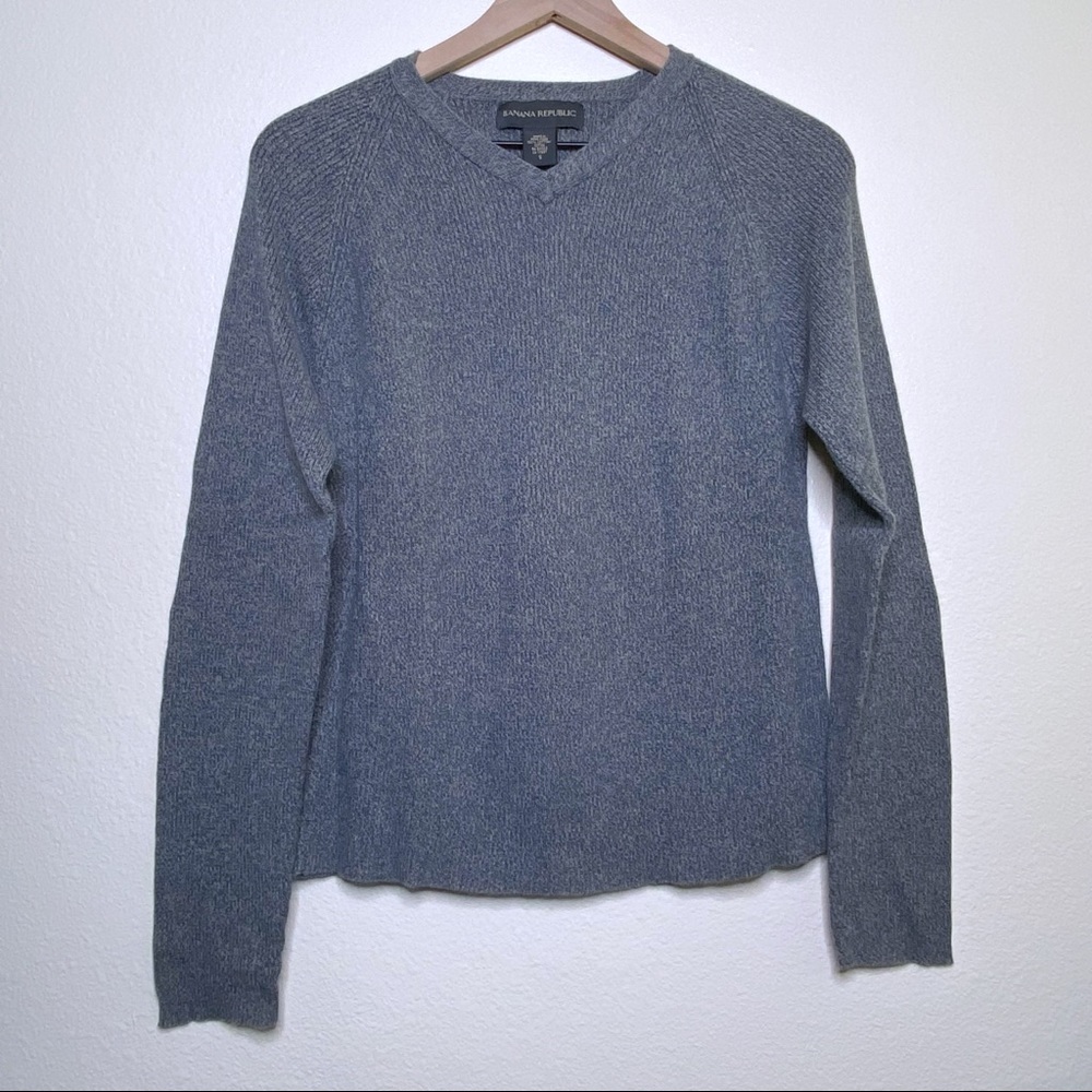 Banana Republic Blue Vneck Pullover Long Sweater Size Small